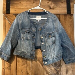 Torrid Blue Cropped Jean Jacket Classic Denim Style size 2x